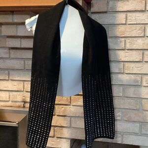 Black Scarf with silver rhinestone bead accents